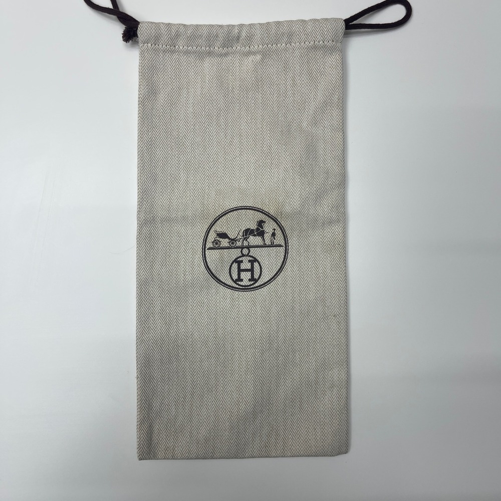 Authentic Hermes Dust Bag 13x6.5 Herringbone Tweed Logo Drawstring Pouch